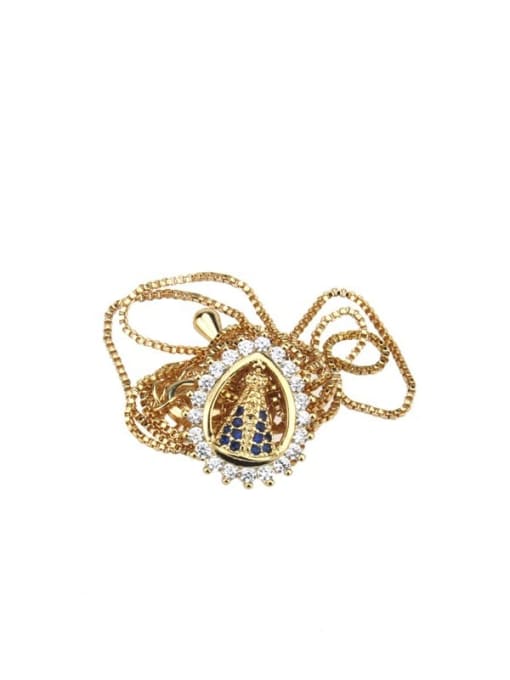 Gold plating Brass Rhinestone water drop minimalist Pendant Necklace