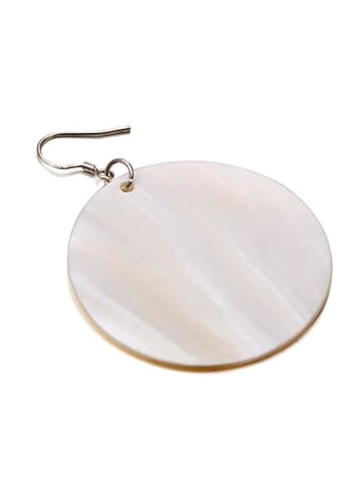 White trumpet 925 Sterling Silver Shell Round Minimalist Drop Earring
