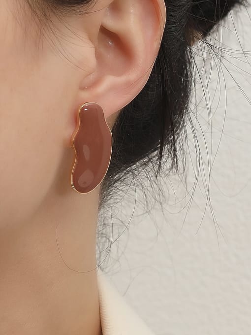 HYACINTH Brass Enamel Irregular Minimalist Stud Earring 1