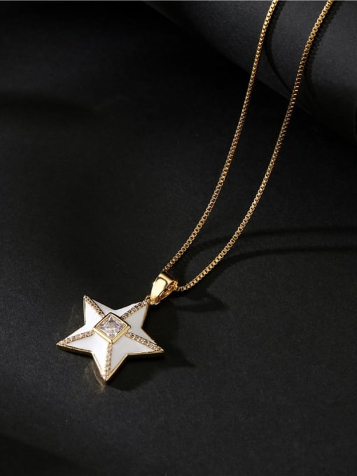 AOG Brass Rhinestone Enamel Star Ethnic Five-pointed star Pedant Necklace 2