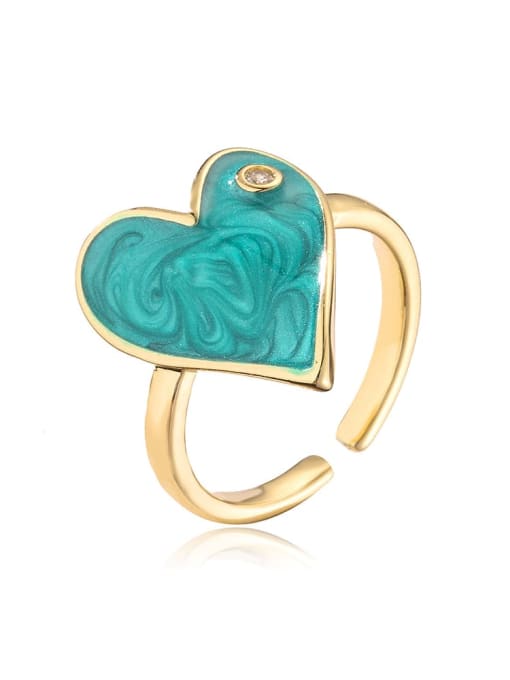 12540 Brass Enamel Heart Minimalist Band Ring