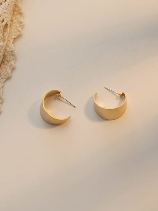 Dumb gold Copper Smooth Geometric Minimalist Stud Trend Korean Fashion Earring