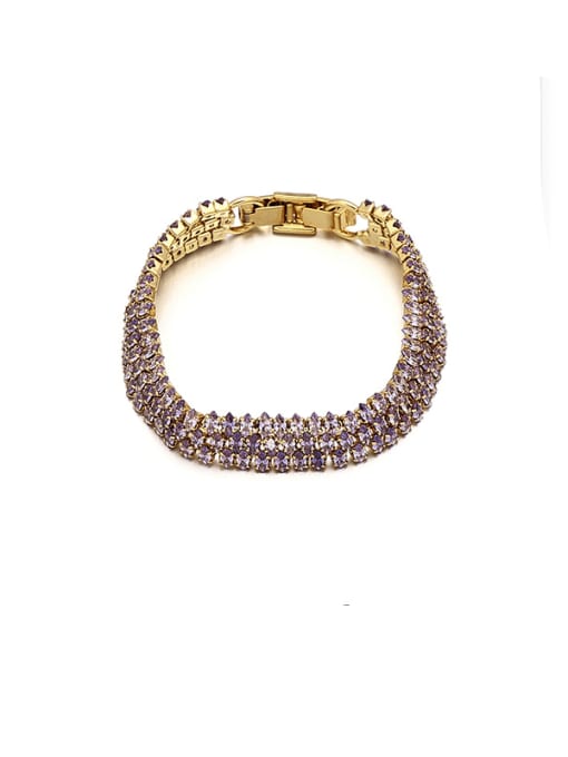 Full zirconium bracelet Brass Cubic Zirconia Geometric Luxury Link Bracelet
