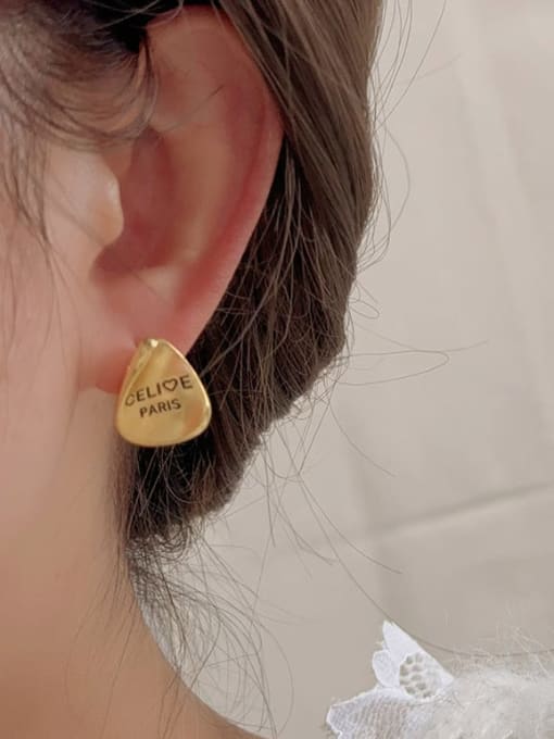 ZRUI Copper Alloy Irregular Minimalist Stud Earring 2