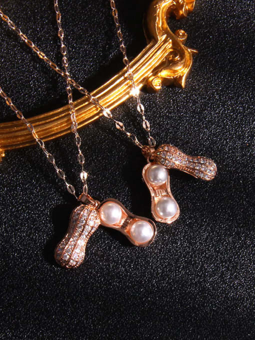 AOG Copper Imitation Pearl Irregular Trend Groundnut Pendant Necklace 1