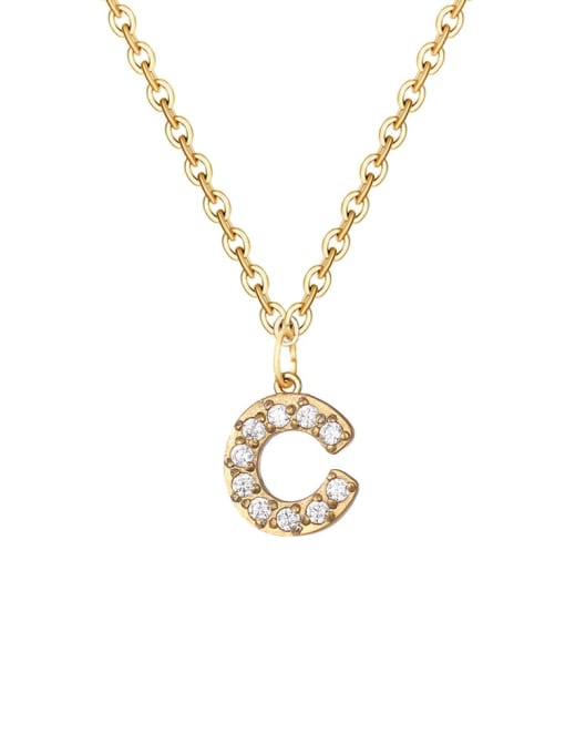 C 14 K gold Stainless steel Cubic Zirconia Letter Minimalist Necklace
