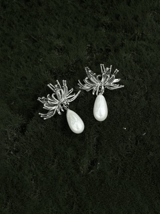 TINGS Brass Cubic Zirconia Flower Hip Hop Drop Earring 2