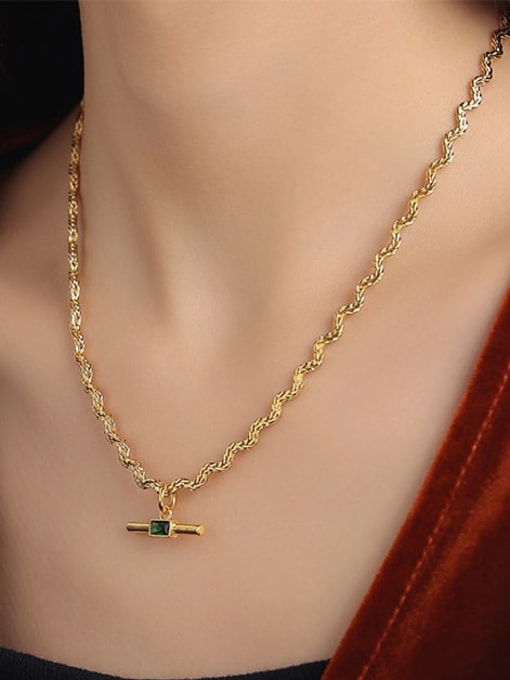 Five Color Brass Cubic Zirconia Geometric Vintage Necklace 1