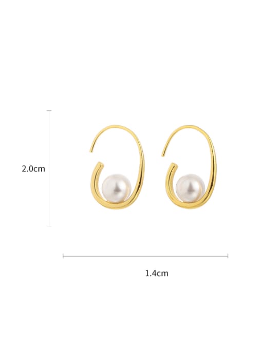 Five Color Brass Imitation Pearl Geometric Minimalist Hook Earring 2