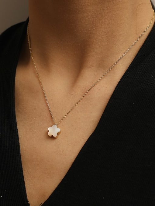 HYACINTH Brass Shell Flower Minimalist Trend Korean Fashion Necklace 1