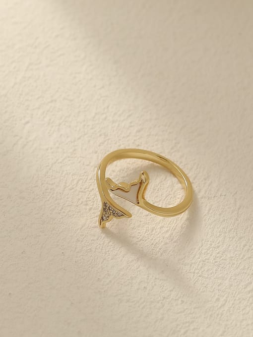 14k Gold Brass Shell Geometric Minimalist Band Fashion Ring