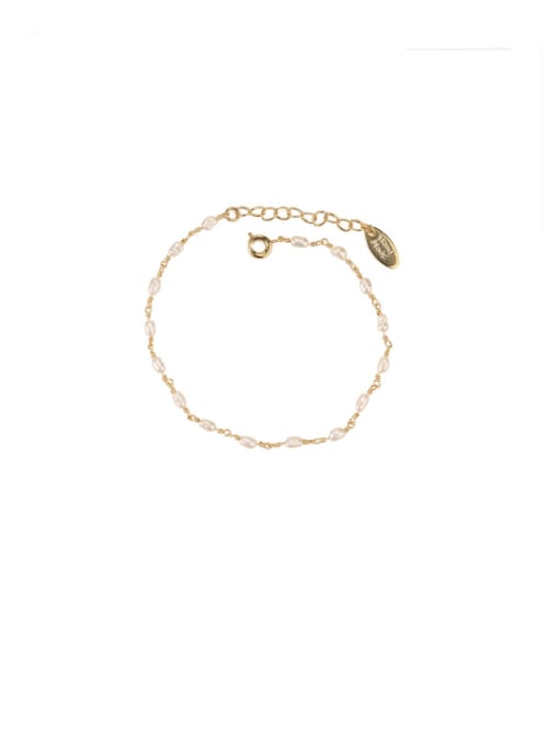 All Pearl Bracelet Brass  Minimalist Chain Necklace