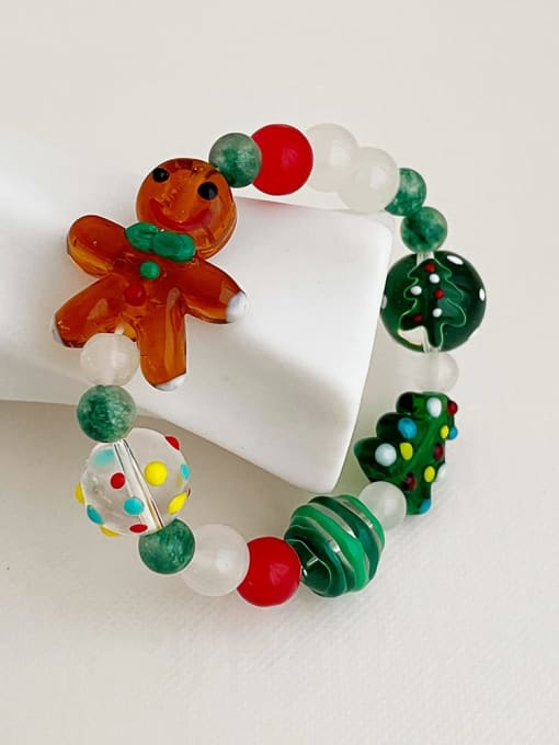 ZRUI Resin Elastic rope Geometric christmas gingerbread man Cute Bracelet 2