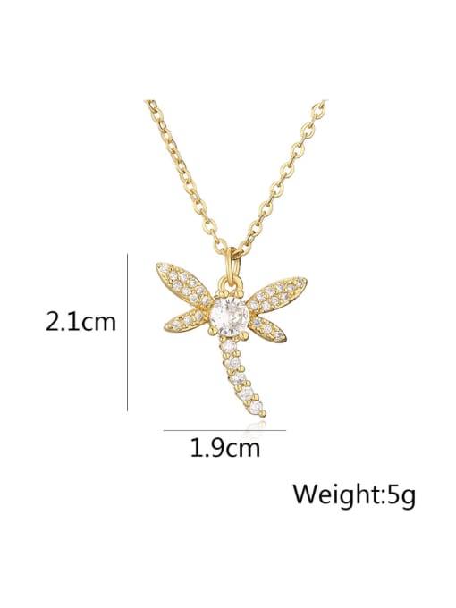 AOG Brass Cubic Zirconia Dragonfly Hip Hop Necklace 2