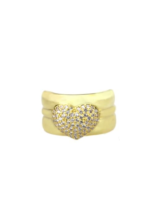 Gold plated white zirconium Brass Cubic Zirconia Heart Luxury Band Ring