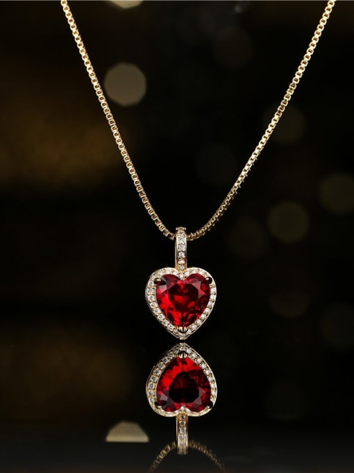 AOG Brass Cubic Zirconia Trend Heart  Pendant Necklace 1