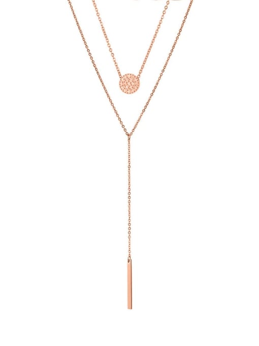 rose gold Stainless steel Round Dainty Multi Strand Necklace