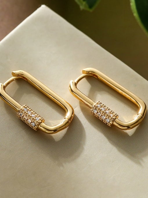 43797 Brass Cubic Zirconia Geometric Dainty Stud Earring
