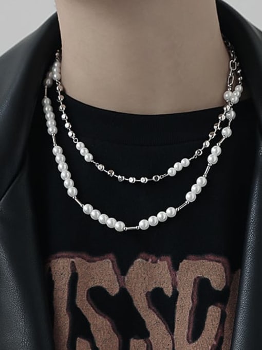 TINGS Brass Imitation Pearl Ball Hip Hop Necklace 2