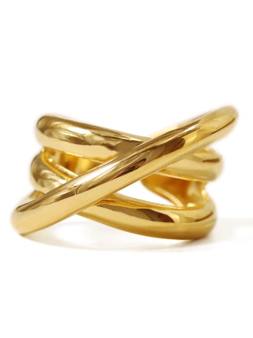 ACCA Brass Hollow Geometric Minimalist Stackable Ring 3