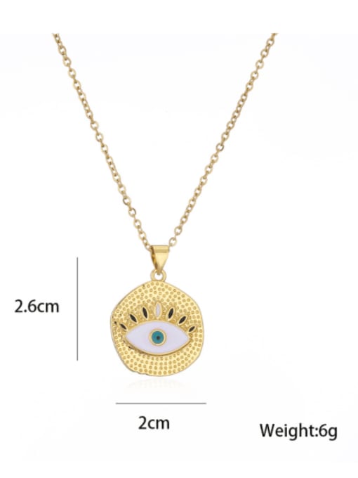 AOG Brass Cubic Zirconia Enamel Evil Eye Vintage Round Pendant Necklace 3