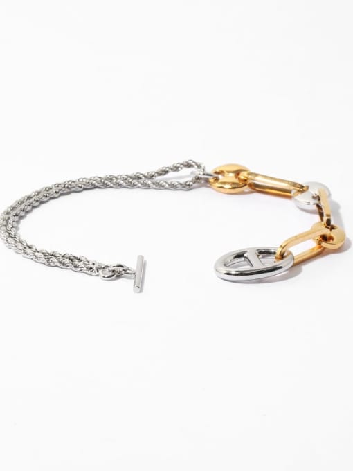 TINGS Brass Geometric Vintage Double-layer twist  chain Link Bracelet 2