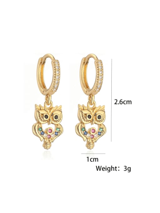 AOG Brass Cubic Zirconia Owl Hip Hop Huggie Earring 4