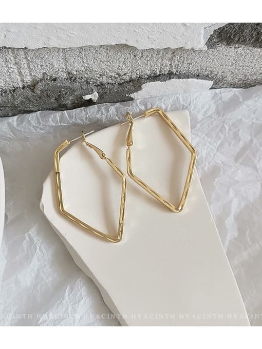 14K  gold Copper Hollow Geometric Minimalist Stud Trend Korean Fashion Earring