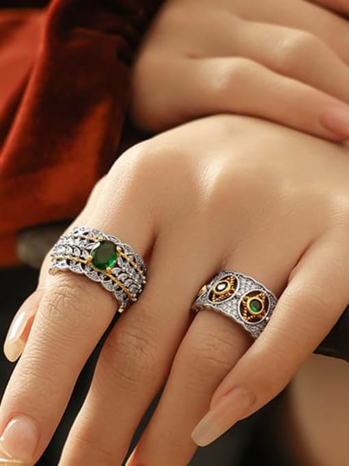 Five Color Brass Cubic Zirconia Geometric Hip Hop Band Ring 1