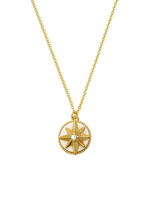 14k Gold Brass Shell Star Vintage Trend Korean Fashion Necklace