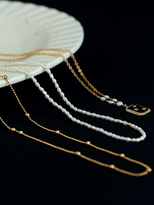 Five Color Brass Imitation Pearl Star Vintage Necklace 0