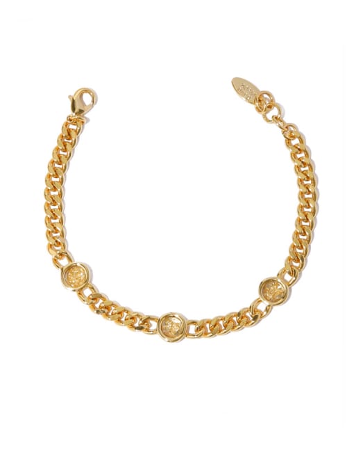 Gold foil Bracelet Brass Locket Vintage Hollow Chain Necklace