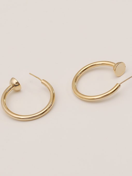HYACINTH Brass Smooth Round Vintage Hoop Trend Korean Fashion Earring 1