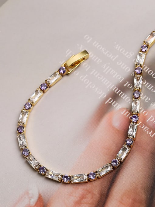31356 Brass Cubic Zirconia Geometric Minimalist Bracelet