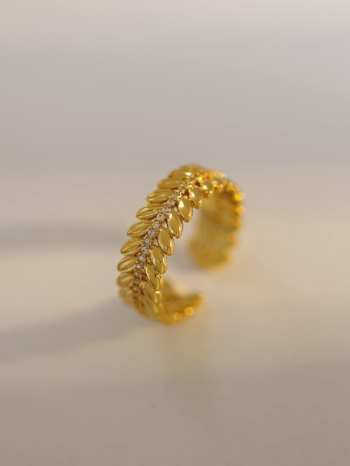 18K gold Brass Wheatear Minimalist Band Ring