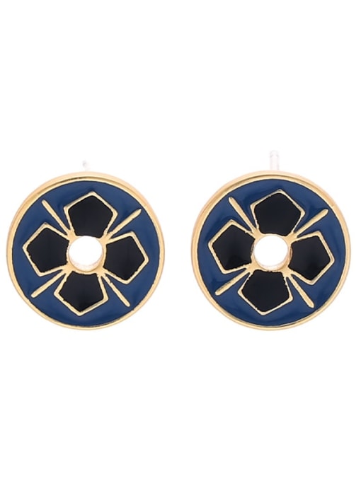 Style 5 Brass Enamel Geometric Ethnic Stud Earring