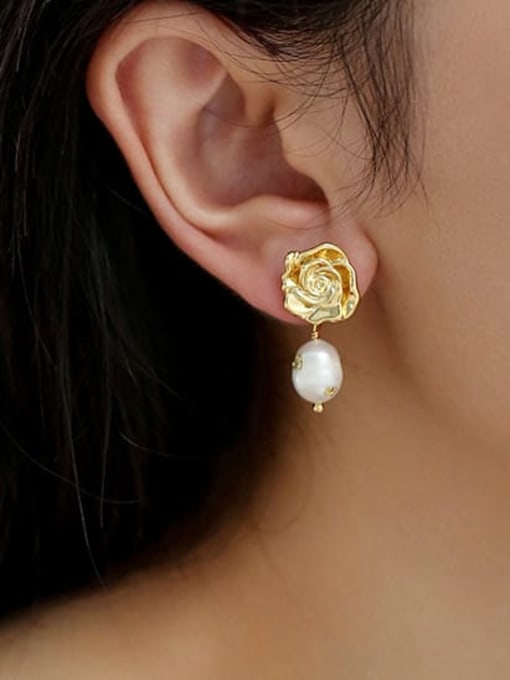 Five Color Brass Imitation Pearl Flower Bohemia Drop Earring 3