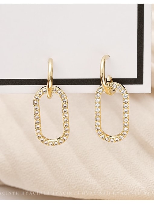 HYACINTH Copper Rhinestone Locket Minimalist Drop Trend Korean Fashion Earring 1
