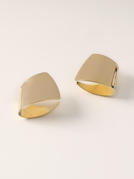 14k Gold Brass Smooth Geometric Minimalist Stud Trend Korean Fashion Earring