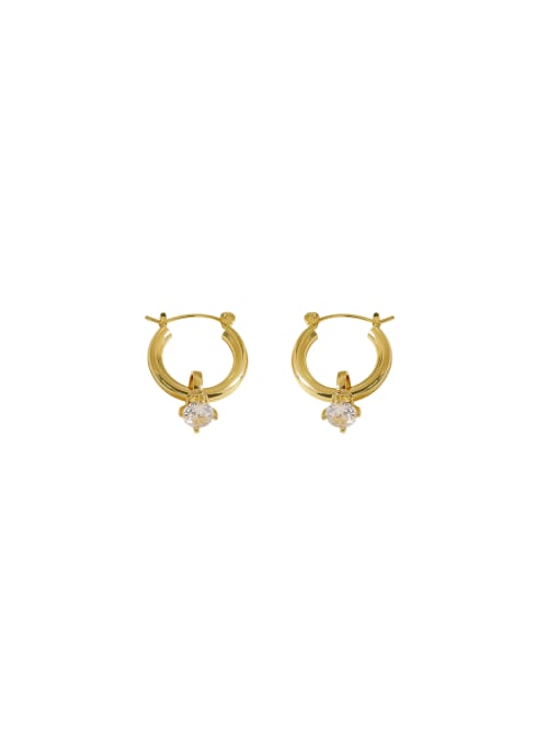 HYACINTH Brass Cubic Zirconia Geometric Trend Stud Earring 0