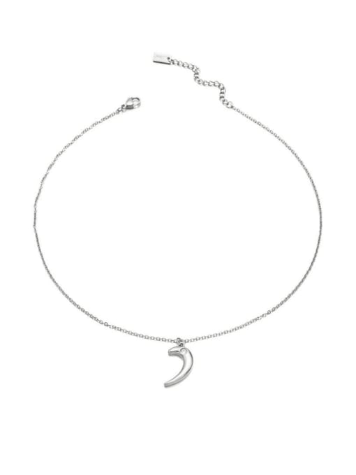 Platinum Moon Style Titanium Steel Cubic Zirconia Heart Minimalist Necklace
