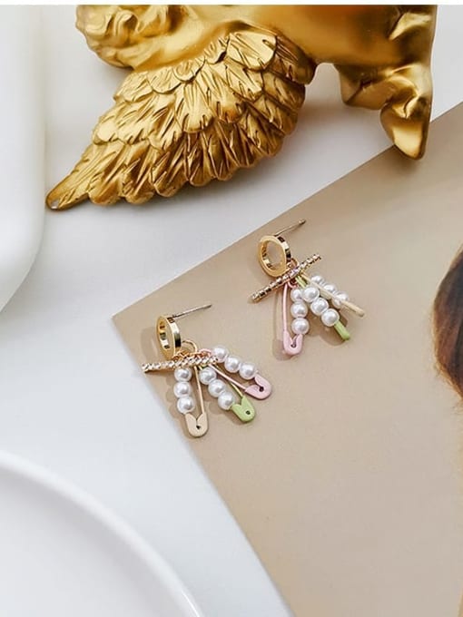HYACINTH Copper Imitation Pearl Geometric Trend Drop Trend Korean Fashion Earring 1