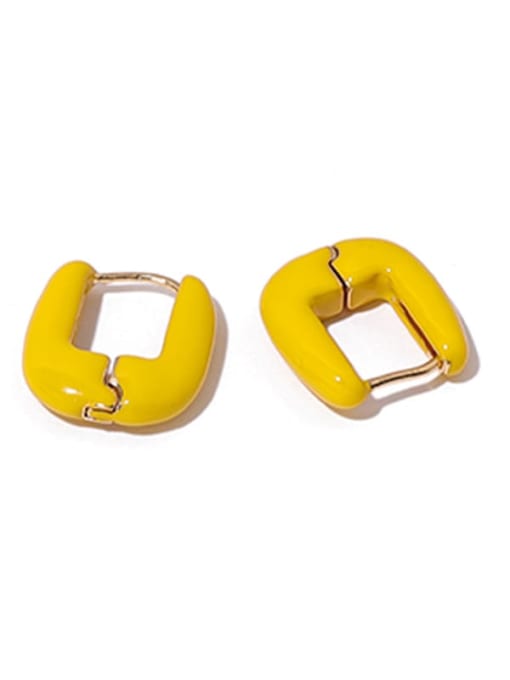 ACCA Brass Enamel Square Minimalist Huggie Earring 2