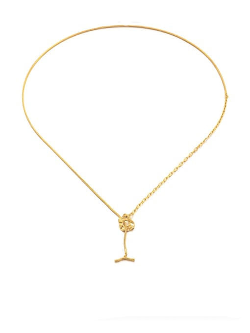 Golden petals Brass Star Hip Hop Lariat Necklace