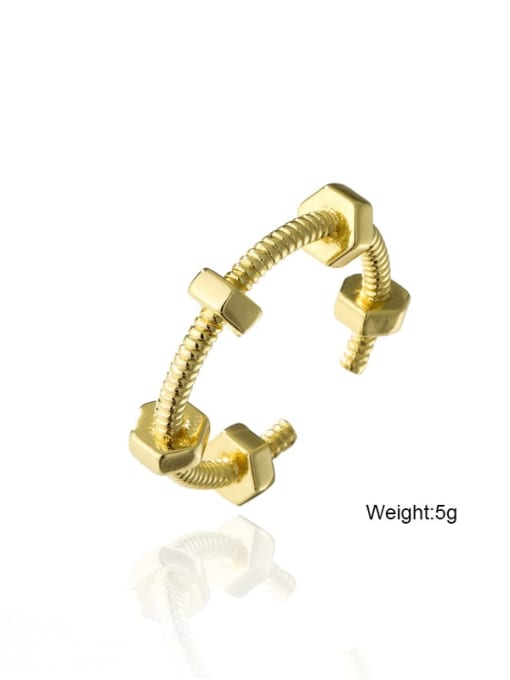 AOG Brass Geometric Minimalist Band Ring 2