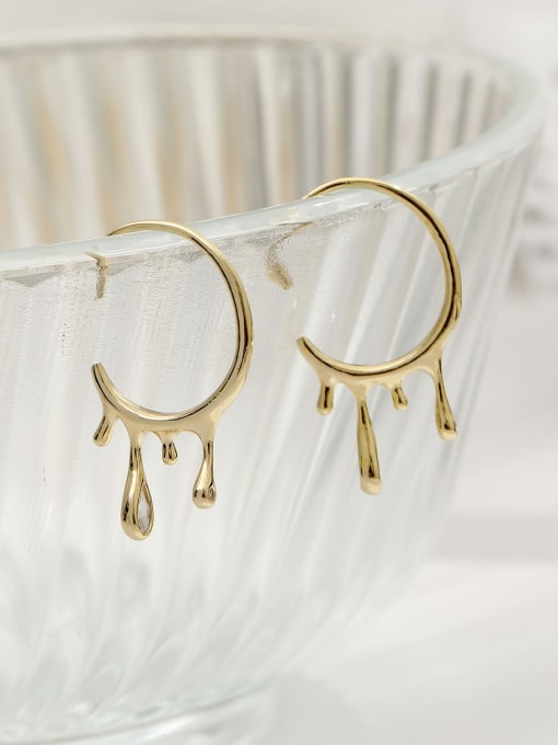14k Gold Brass Smooth Water Drop Minimalist Huggie Trend Korean Fashion Earring