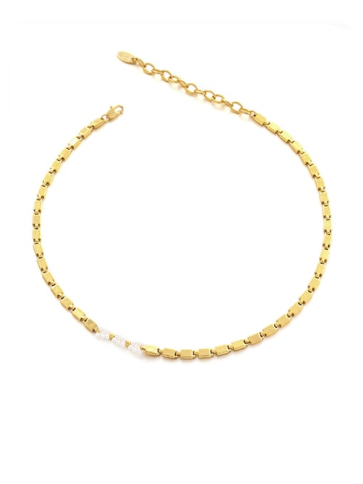 Double layer pearl Brass Geometric Minimalist Necklace