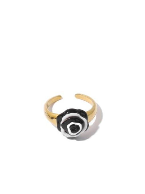 golden Brass Enamel Geometric Vintage Band Ring