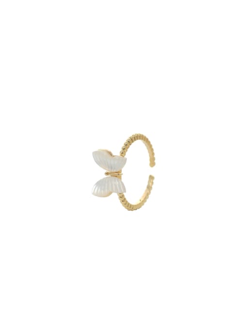 YOUH Brass Shell Butterfly Dainty Band Ring 0