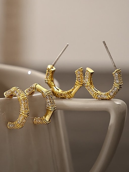 ACCA Brass Cubic Zirconia Geometric Vintage Stud Earring 1